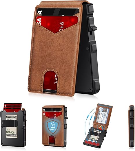 ⚡New RFID Blocking Minimalist Pop-Up Wallet | One-Second Card Eject Design & Ultra Slim Pocket Wallet
