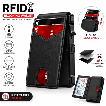 ⚡New RFID Blocking Minimalist Pop-Up Wallet | One-Second Card Eject Design & Ultra Slim Pocket Wallet
