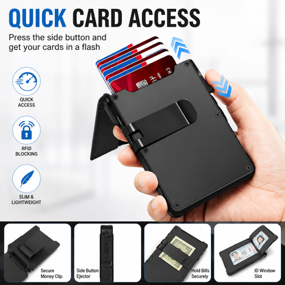 ⚡New RFID Blocking Minimalist Pop-Up Wallet | One-Second Card Eject Design & Ultra Slim Pocket Wallet