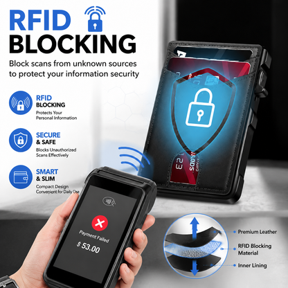 ⚡New RFID Blocking Minimalist Pop-Up Wallet | One-Second Card Eject Design & Ultra Slim Pocket Wallet