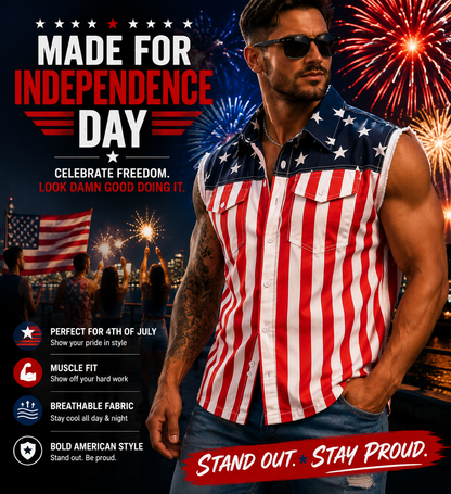 🔥 American Flag Denim Vest USA 250th Birthday Independence Day Sleeveless Unisex Summer Casual Jacket